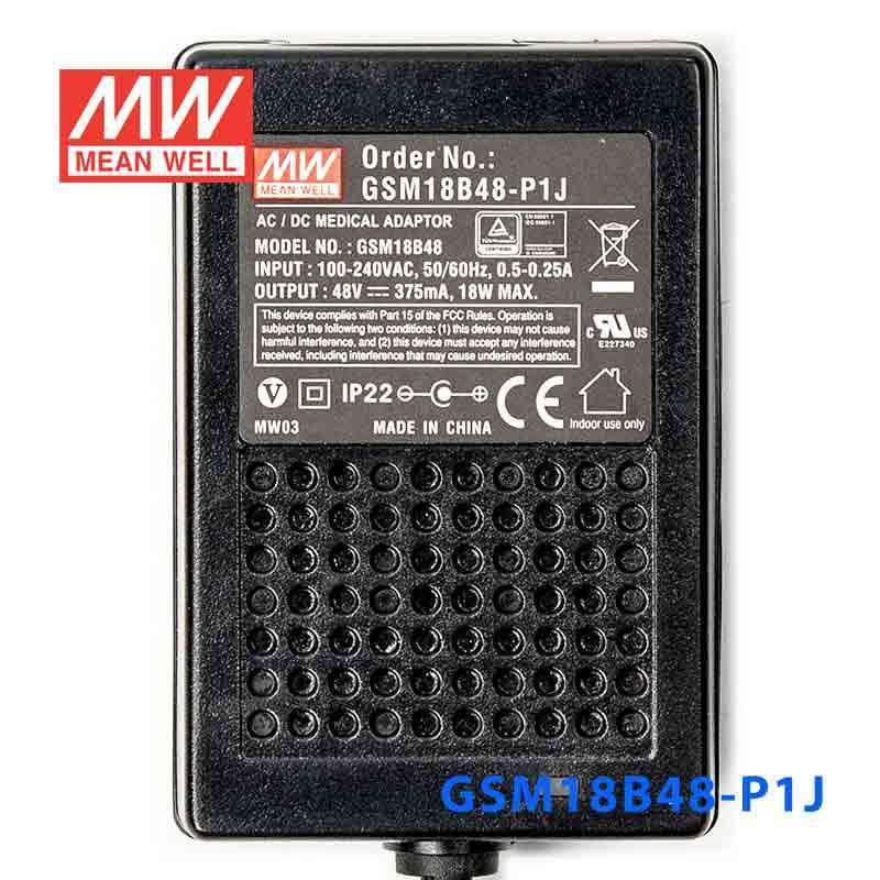Mean Well GSM18B48 - P1J Power Supply 18W 48V - GSM18B48 - P1J - powersupplymall.com