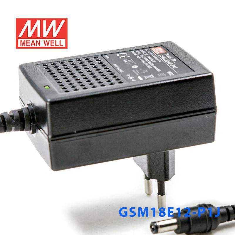Mean Well GSM18E12 - P1J Power Supply 18W 12V - GSM18E12 - P1J - powersupplymall.com