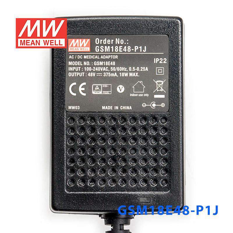 Mean Well GSM18E48 - P1J Power Supply 18W 48V - GSM18E48 - P1J - powersupplymall.com