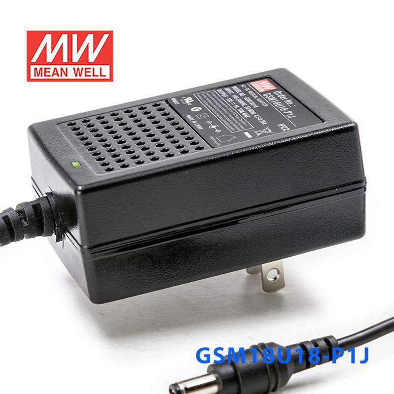 Mean Well GSM18U18 - P1J Power Supply 18W 18V - GSM18U18 - P1J - powersupplymall.com