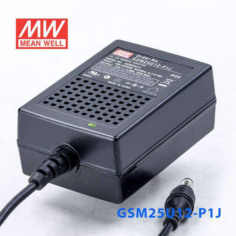Mean Well GSM25U12 - P1J Power Supply 25W 12V - GSM25U12 - P1J - powersupplymall.com