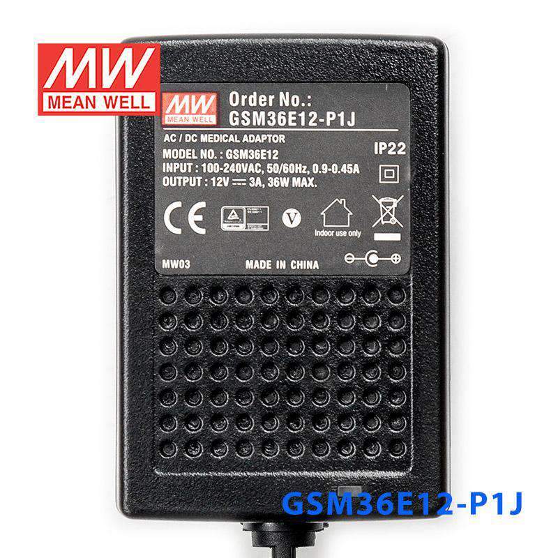 Mean Well GSM36E12 - P1J Power Supply 36W12V - GSM36E12 - P1J - powersupplymall.com