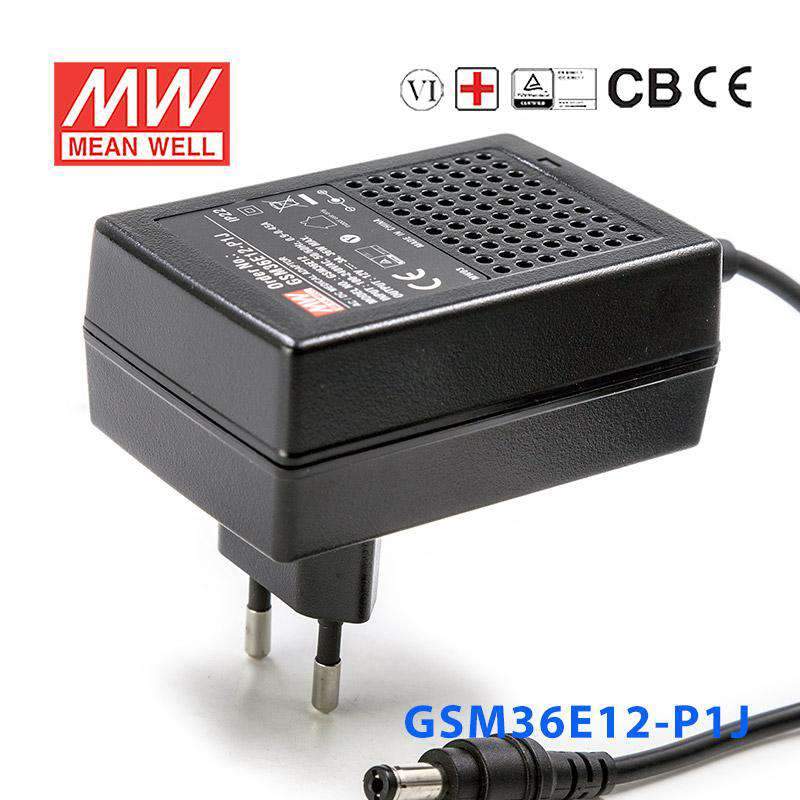 Mean Well GSM36E12 - P1J Power Supply 36W12V - GSM36E12 - P1J - powersupplymall.com