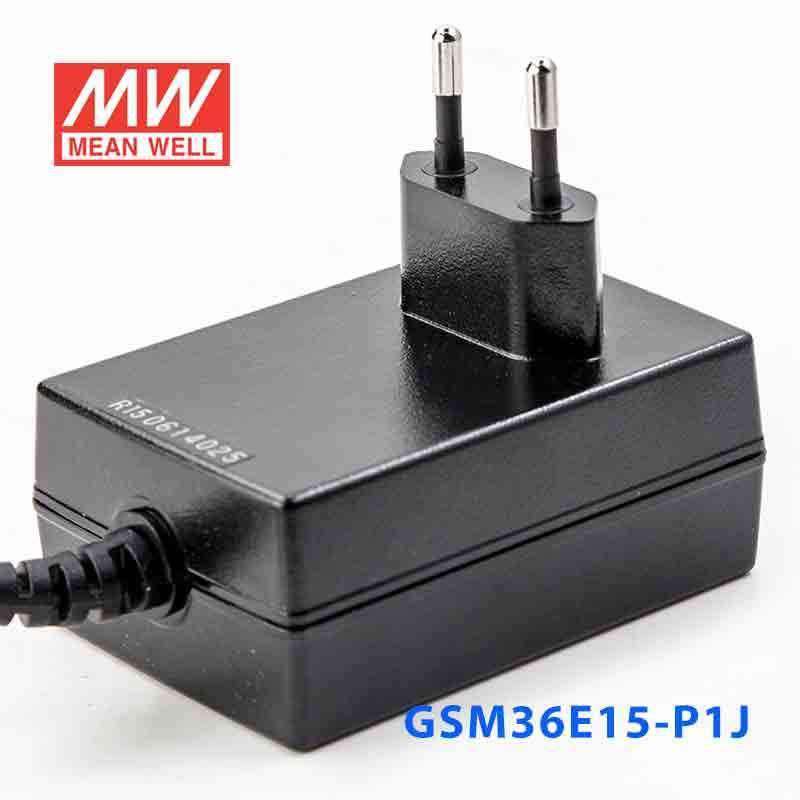 Mean Well GSM36E15 - P1J Power Supply 36W 15V - GSM36E15 - P1J - powersupplymall.com