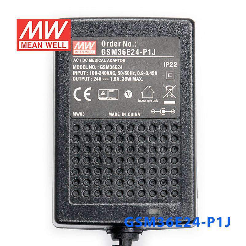 Mean Well GSM36E24 - P1J Power Supply 36W 24V - GSM36E24 - P1J - powersupplymall.com