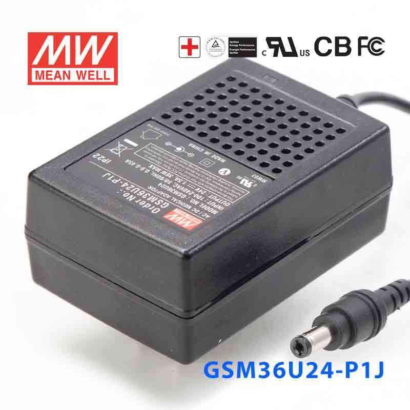 Mean Well GSM36U24 - P1J Power Supply 36W 24V - GSM36U24 - P1J - powersupplymall.com