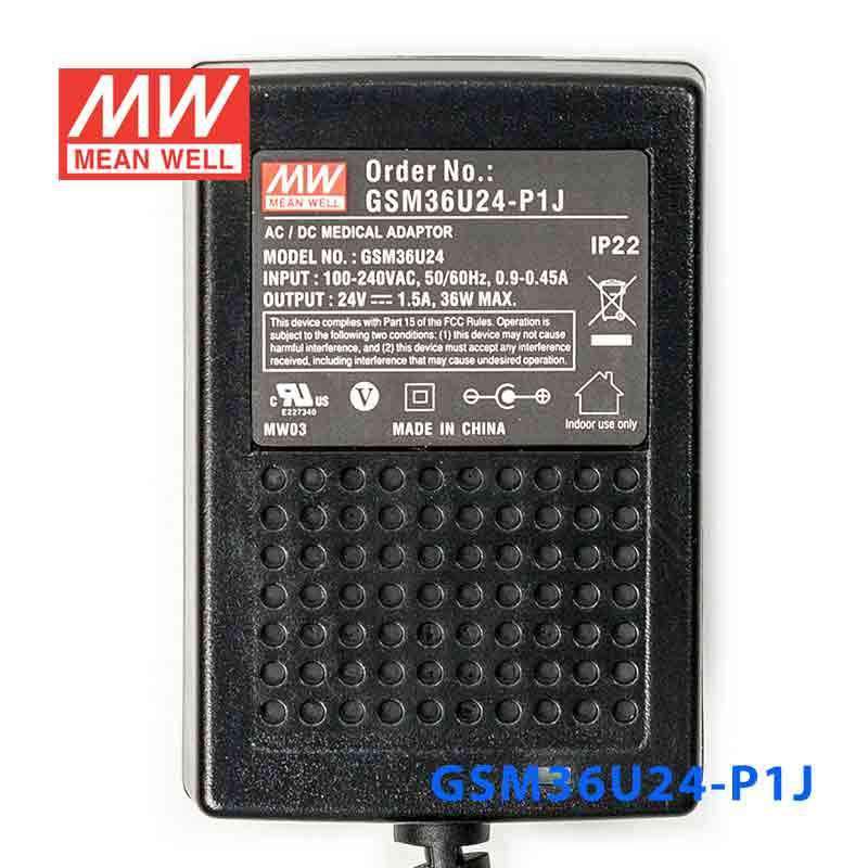 Mean Well GSM36U24 - P1J Power Supply 36W 24V - GSM36U24 - P1J - powersupplymall.com