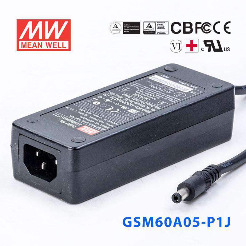 Mean Well GSM60A05 - P1J Power Supply 30W 5V - GSM60A05 - P1J - powersupplymall.com