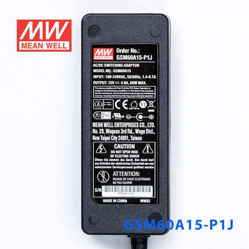 Mean Well GSM60A15 - P1J Power Supply 60W 15V - GSM60A15 - P1J - powersupplymall.com
