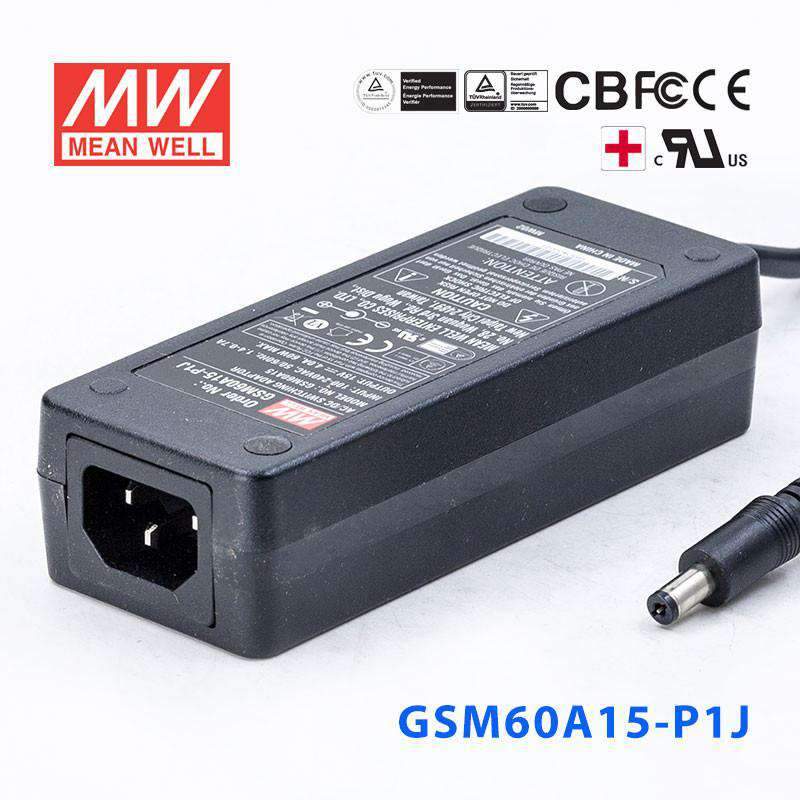 Mean Well GSM60A15 - P1J Power Supply 60W 15V - GSM60A15 - P1J - powersupplymall.com