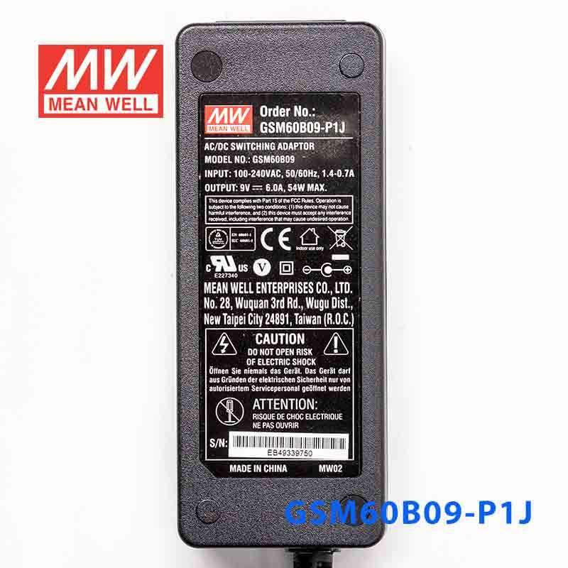 Mean Well GSM60B09 - P1J Power 49.5W 9V - GSM60B09 - P1J - powersupplymall.com