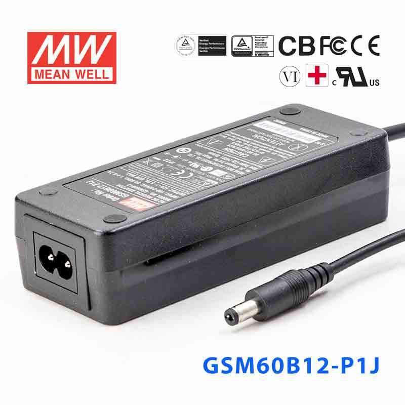 Mean Well GSM60B12 - P1J Power Supply 54W 12V - GSM60B12 - P1J - powersupplymall.com