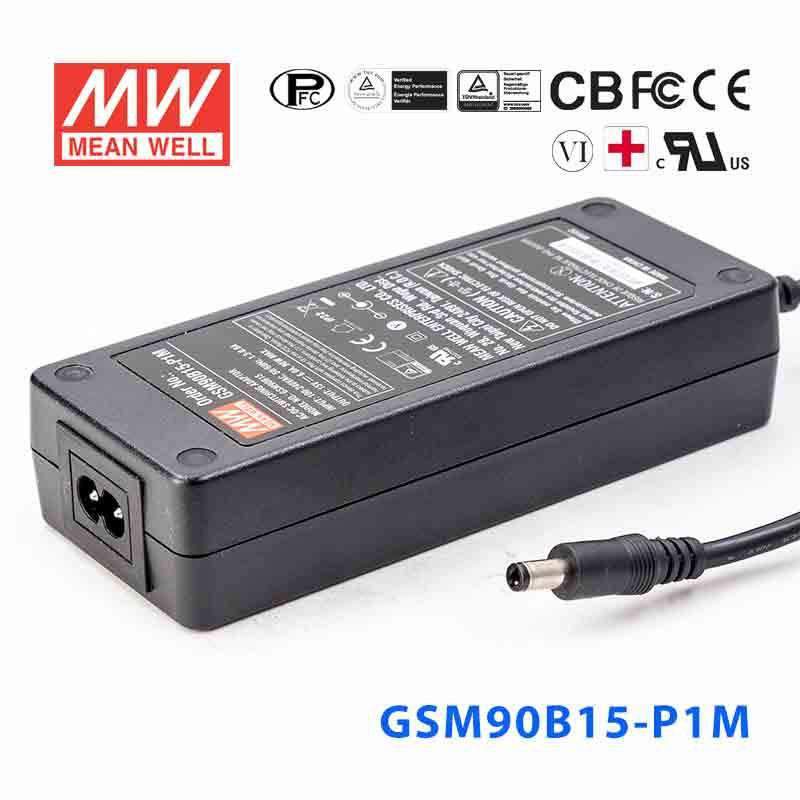 Mean Well GSM90B15 - P1M Power Supply 90W 15V - GSM90B15 - P1M - powersupplymall.com