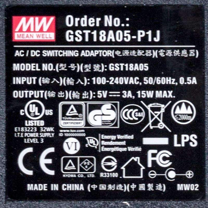 Mean Well GST18A05 - P1J Power Supply 15W 5V - GST18A05 - P1J - powersupplymall.com