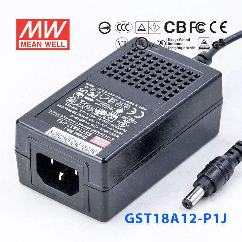 Mean Well GST18A12 - P1J Power Supply 18W 12V - GST18A12 - P1J - powersupplymall.com