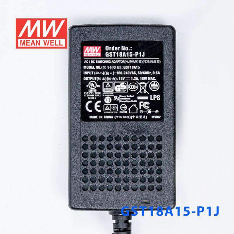 Mean Well GST18A15 - P1JPower Supply 18W 15V - GST18A15 - P1J - powersupplymall.com
