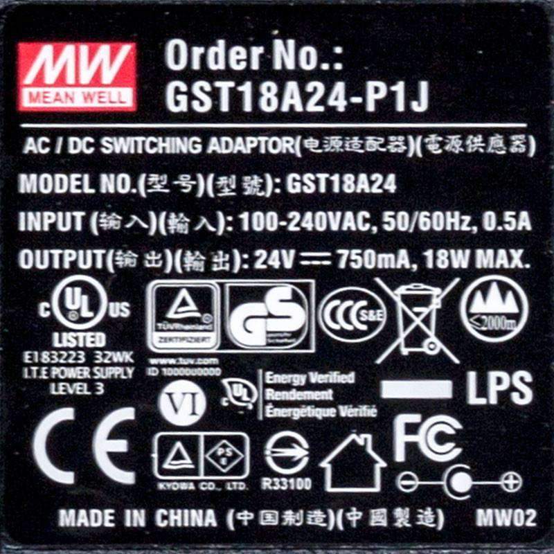 Mean Well GST18A24 - P1J Power Supply 18W 24V - GST18A24 - P1J - powersupplymall.com
