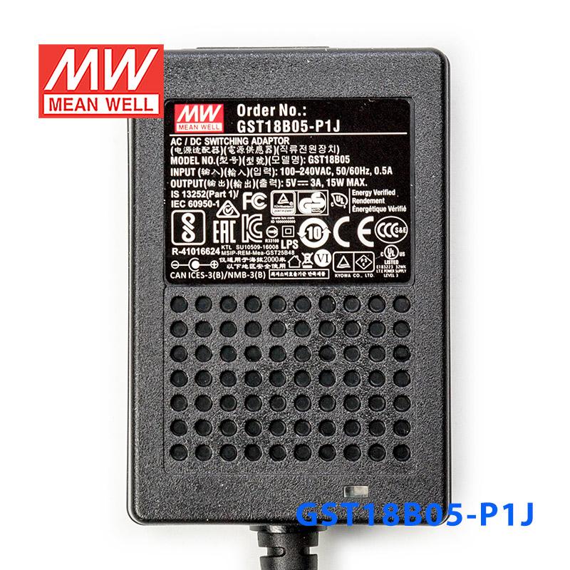 Mean Well GST18B05 - P1J Power Supply 15W 5V - GST18B05 - P1J - powersupplymall.com
