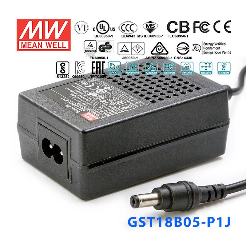 Mean Well GST18B05 - P1J Power Supply 15W 5V - GST18B05 - P1J - powersupplymall.com