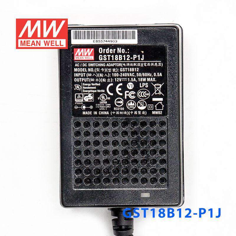 Mean Well GST18B12 - P1J Power Supply 18W 12V - GST18B12 - P1J - powersupplymall.com