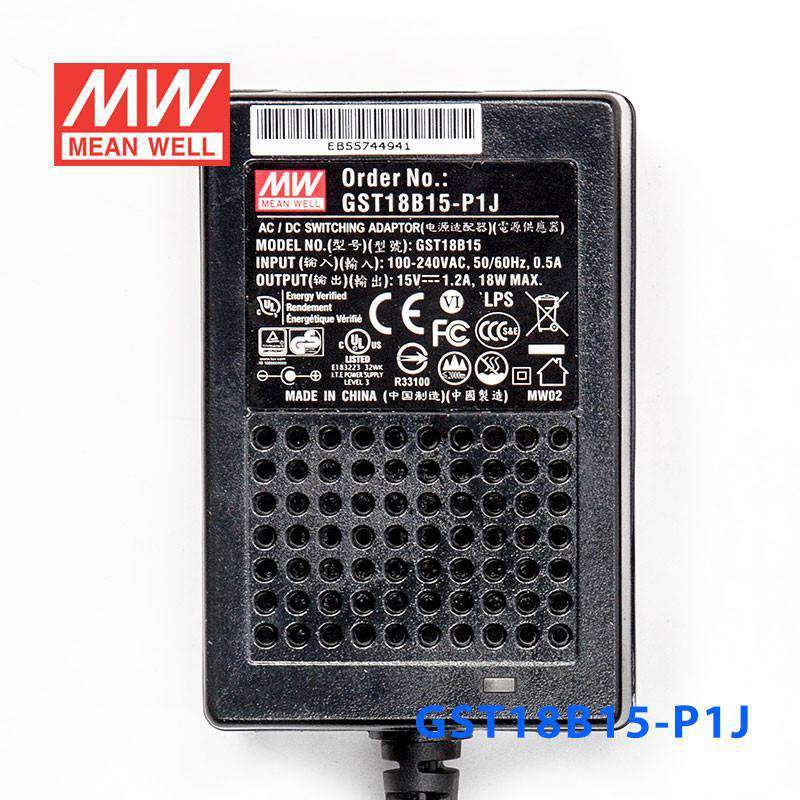 Mean Well GST18B15 - P1JPower Supply 18W 15V - GST18B15 - P1J - powersupplymall.com