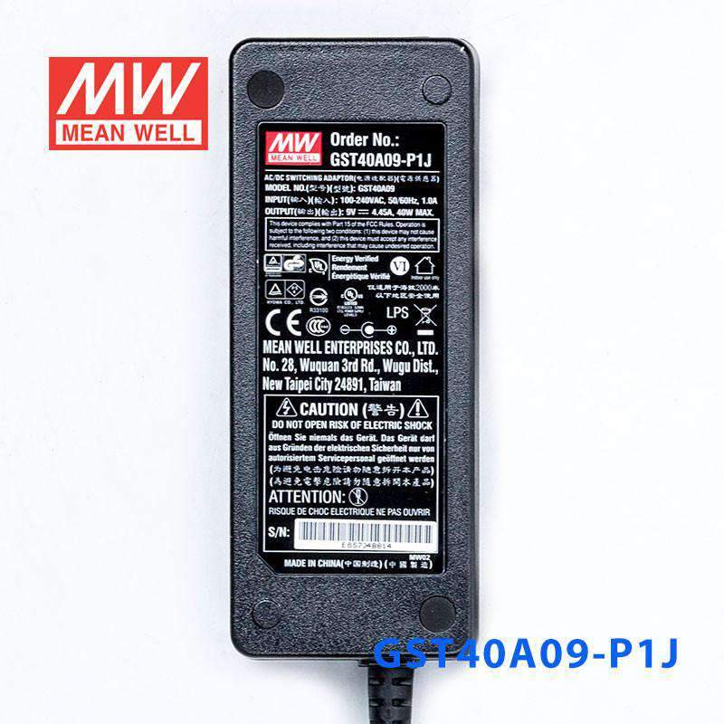 Mean Well GST40A09 - P1J Power Supply 40W 9V - GST40A09 - P1J - powersupplymall.com