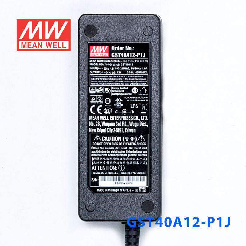 Mean Well GST40A12 - P1J Power Supply 40W 12V - GST40A12 - P1J - powersupplymall.com