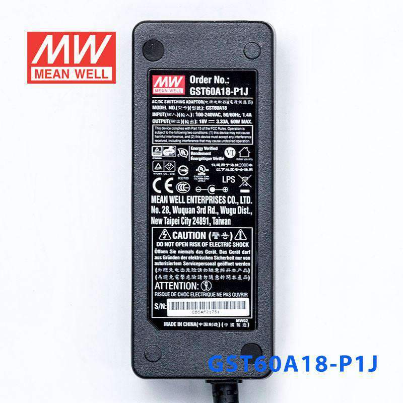 Mean Well GST60A18 - P1J Power Supply 60W 18V - GST60A18 - P1J - powersupplymall.com
