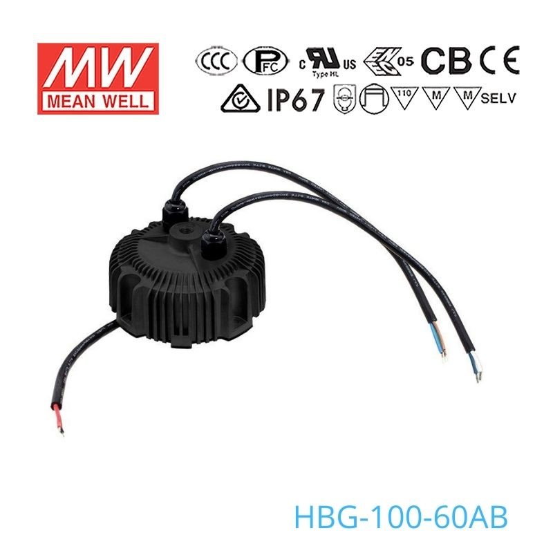 Mean Well HBG - 100 - 60AB Power Supply 100W 60V - Adjustable and Dimmable - HBG - 100 - 60AB - powersupplymall.com