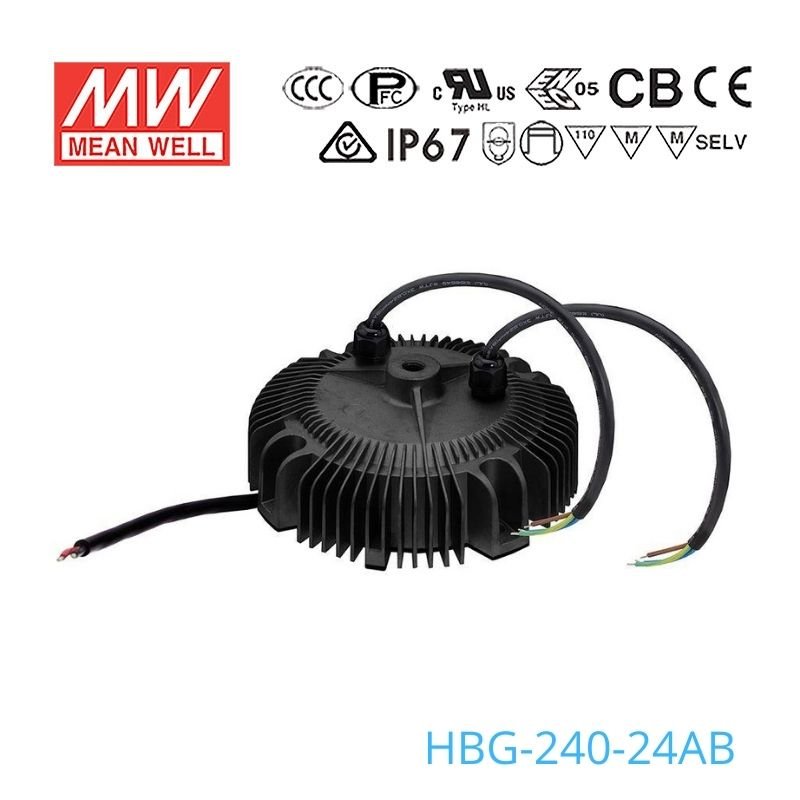 Mean Well HBG - 240 - 24AB Power Supply 240W 24V - Adjustable and Dimmable - HBG - 240 - 24AB - powersupplymall.com