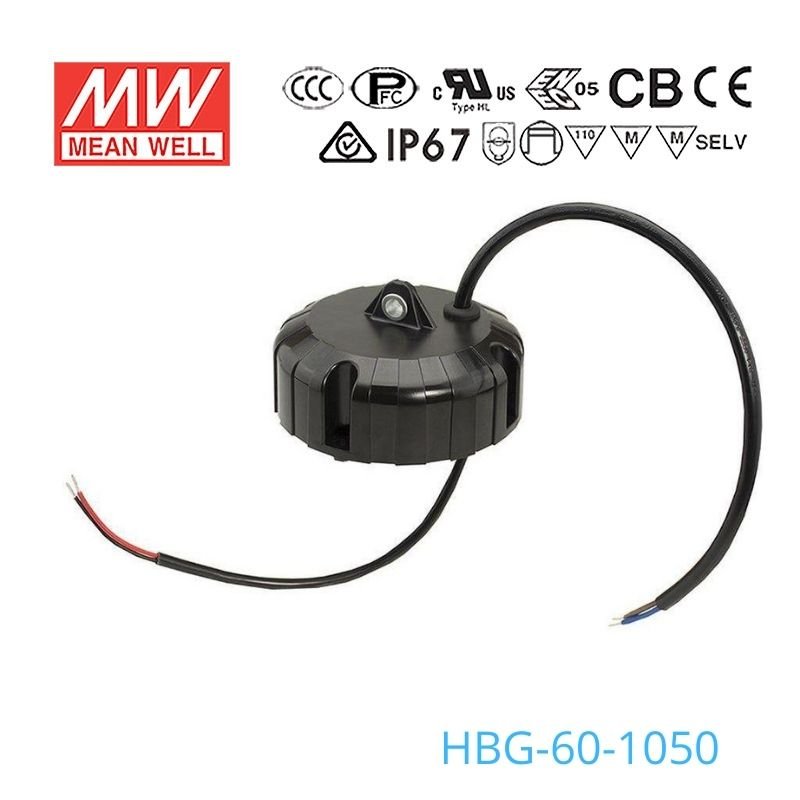 Mean Well HBG - 60 - 1050 Power Supply 60W 1050mA - HBG - 60 - 1050 - powersupplymall.com