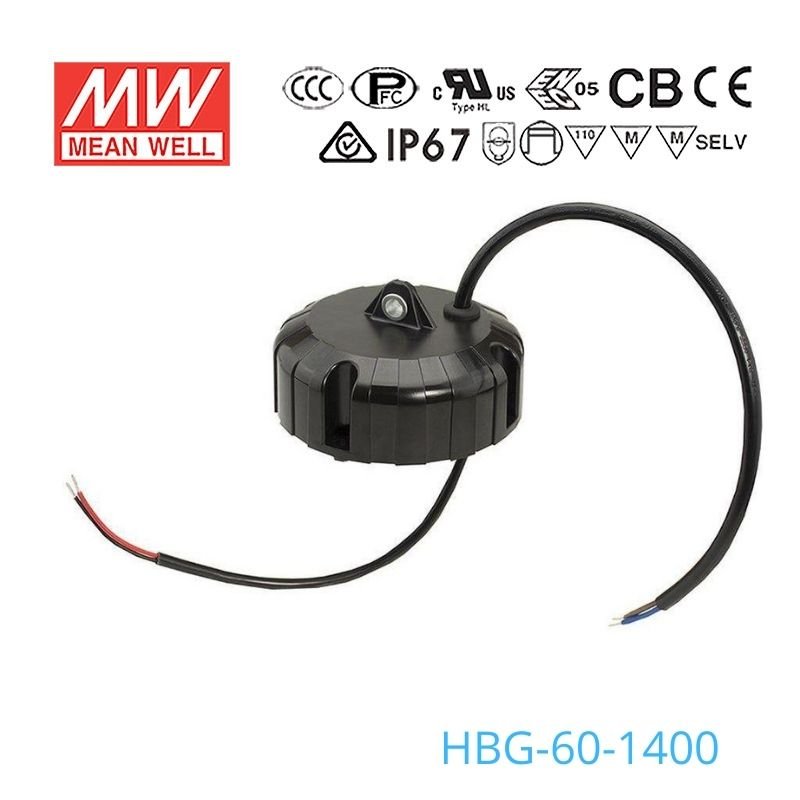 Mean Well HBG - 60 - 1400 Power Supply 60W 1400mA - HBG - 60 - 1400 - powersupplymall.com