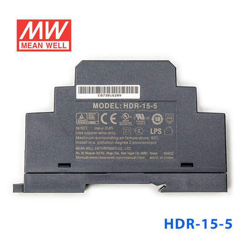 Mean Well HDR - 15 - 5 Ultra Slim Step Shape Power Supply 15W 5V - DIN Rail - HDR - 15 - 5 - powersupplymall.com