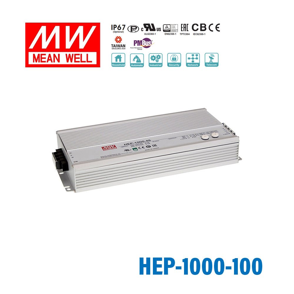 Mean Well HEP - 1000 - 100 Power Supply 1000W 100V - HEP-1000-100 - powersupplymall.com