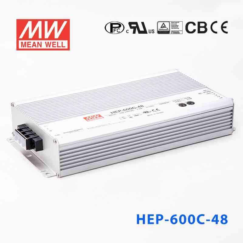 Mean Well HEP - 600C - 48 Battery Chargers 600W 57.6V 10.5A - 3 Stage W/PFC - HEP - 600C - 48 - powersupplymall.com