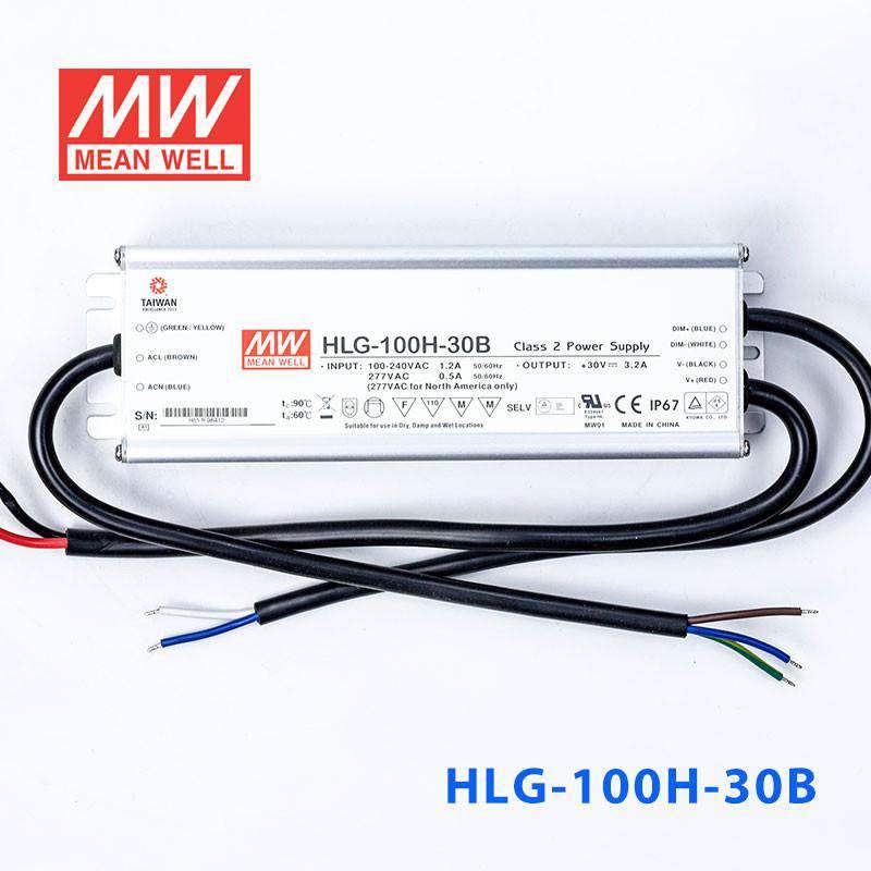 Mean Well HLG - 100H - 30B Power Supply 100W 30V - Dimmable - HLG-100H-30B - powersupplymall.com