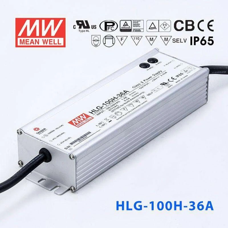 Mean Well HLG - 100H - 36A Power Supply 100W 36V - Adjustable - HLG - 100H - 36A - powersupplymall.com