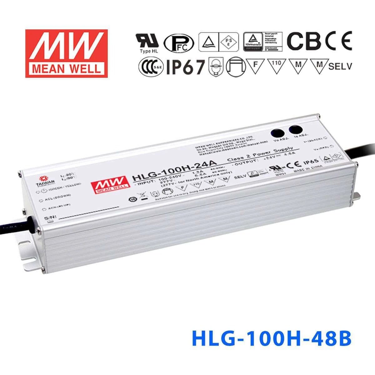 Mean Well HLG - 100H - 48B Power Supply 100W 48V - Dimmable - HLG - 100H - 48B - powersupplymall.com