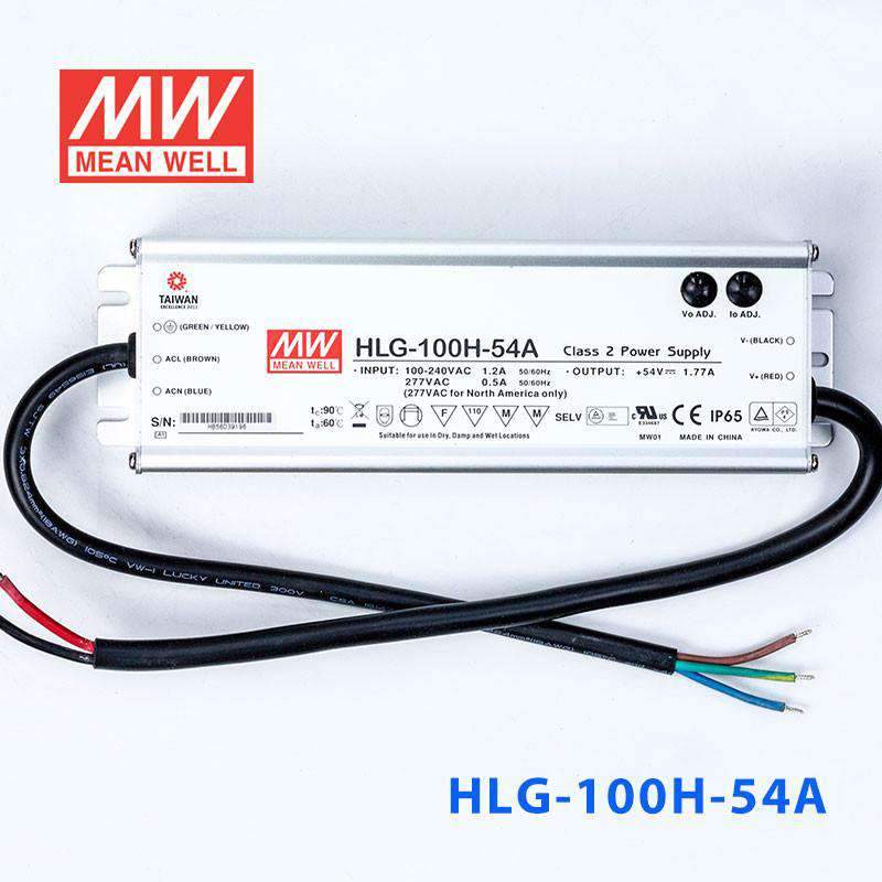 Mean Well HLG - 100H - 54A Power Supply 100W 54V - Adjustable - HLG-100H-54A - powersupplymall.com
