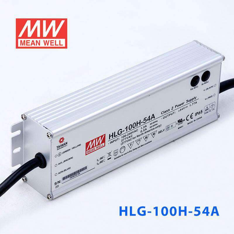 Mean Well HLG - 100H - 54A Power Supply 100W 54V - Adjustable - HLG - 100H - 54A - powersupplymall.com