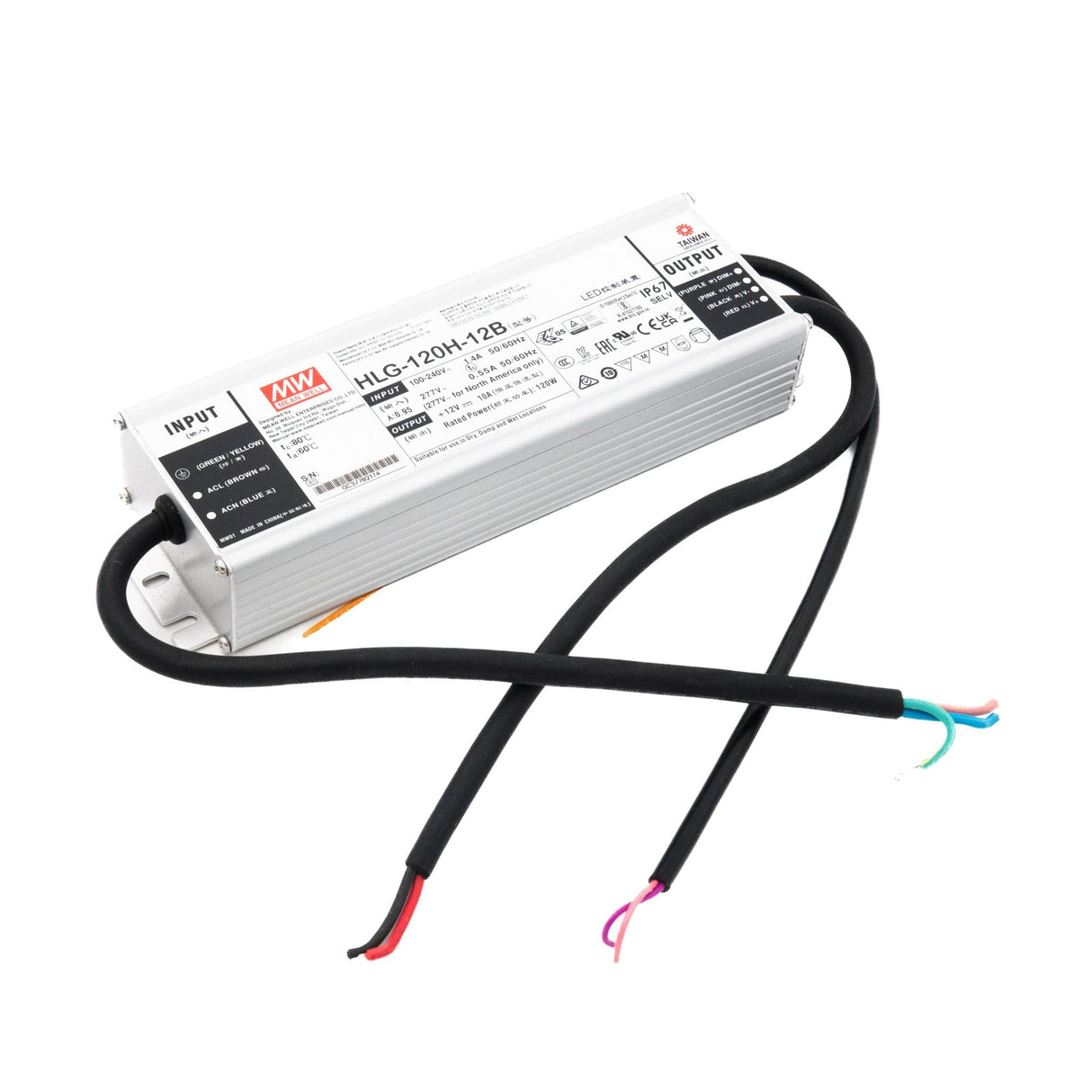 Mean Well HLG - 120H - 12B Power Supply 120W 12V - Dimmable - HLG - 120H - 12B - powersupplymall.com