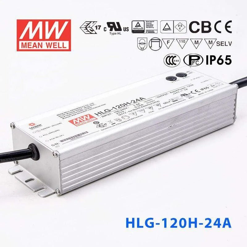 Mean Well HLG - 120H - 24A Power Supply 120W 24V - Adjustable - HLG - 120H - 24A - powersupplymall.com