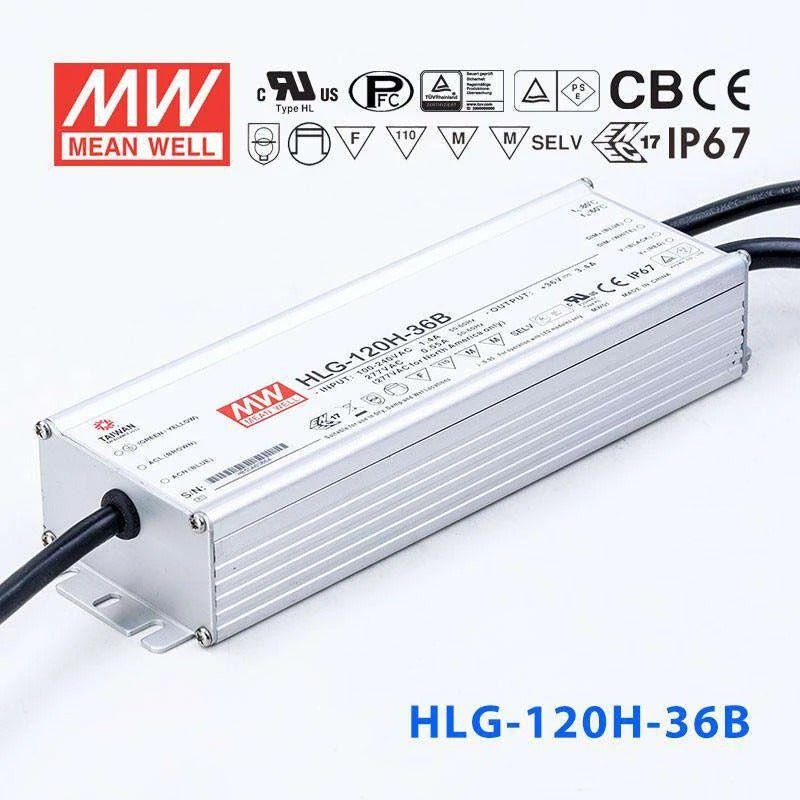 Mean Well HLG - 120H - 36B Power Supply 120W 36V - Dimmable - HLG - 120H - 36B - powersupplymall.com