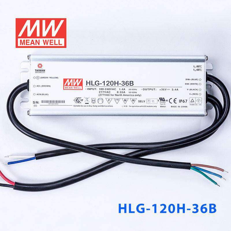 Mean Well HLG - 120H - 36B Power Supply 120W 36V - Dimmable - HLG - 120H - 36B - powersupplymall.com
