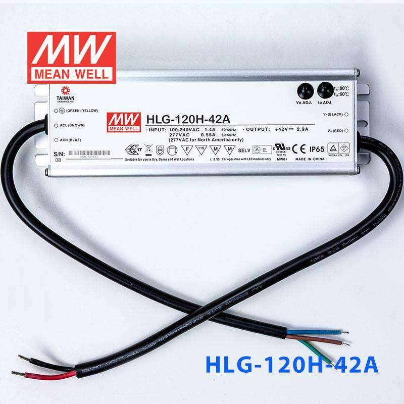 Mean Well HLG - 120H - 42A Power Supply 120W 42V - Adjustable - HLG - 120H - 42A - powersupplymall.com