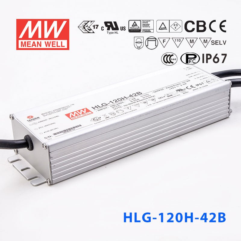 Mean Well HLG - 120H - 42AB Power Supply 120W 42V - Adjustable and Dimmable - HLG - 120H - 42AB - powersupplymall.com