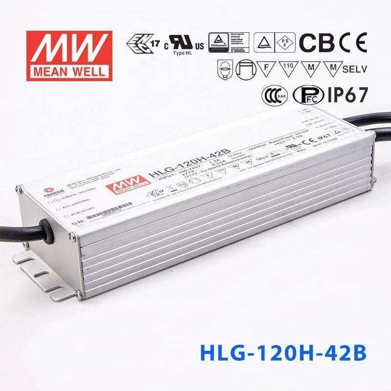 Mean Well HLG - 120H - 42B Power Supply 120W 42V - Dimmable - HLG - 120H - 42B - powersupplymall.com