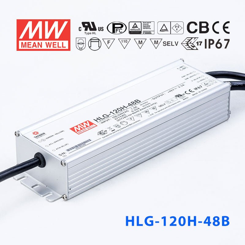 Mean Well HLG - 120H - 48AB Power Supply 120W 48V - Adjustable and Dimmable - HLG - 120H - 48AB - powersupplymall.com
