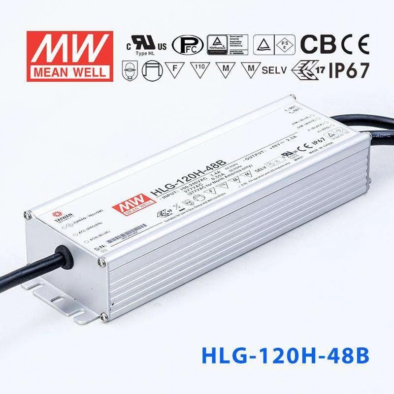 Mean Well HLG - 120H - 48B Power Supply 120W 48V - Dimmable - HLG - 120H - 48B - powersupplymall.com