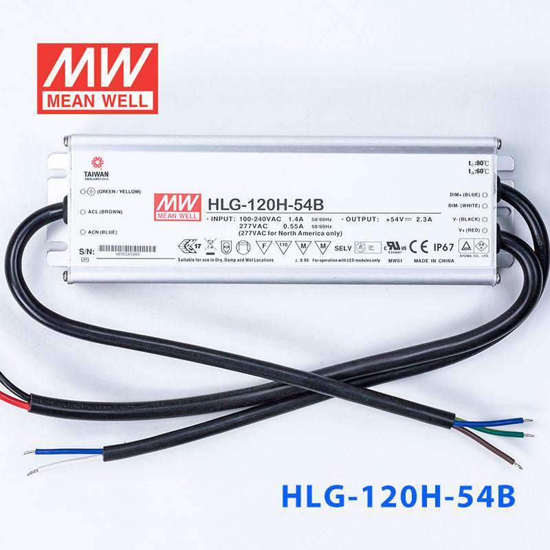 Mean Well HLG - 120H - 54B Power Supply 120W 54V - Dimmable - HLG - 120H - 54B - powersupplymall.com